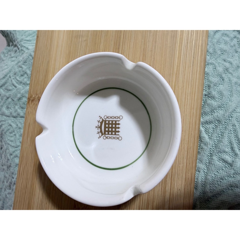 Wedgwood Ashtray House of Commons Portcullis White Bone China England Vintage